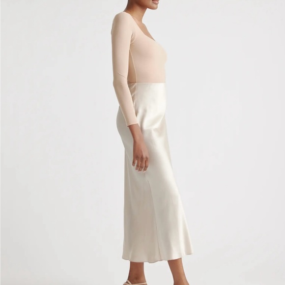 Quince Women’s 100% Washable Silk Cream Maxi Above Ankle Slip Skirt Resort Wear - Picture 14 of 16